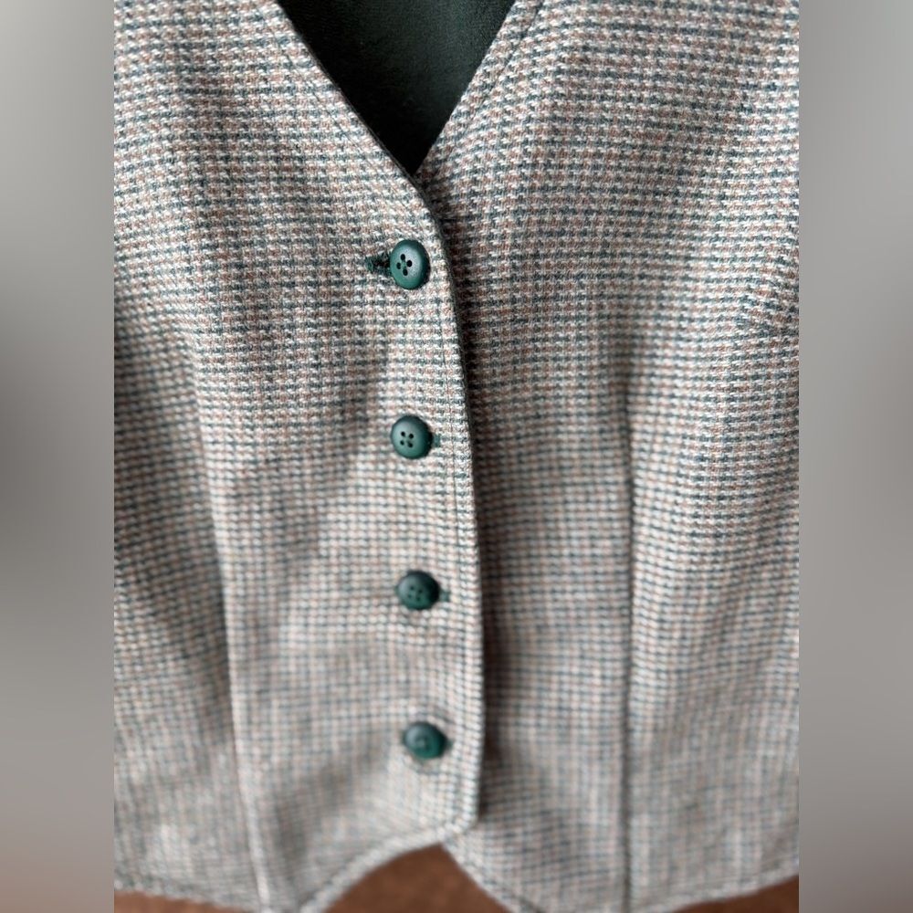Vintage Blazer and Reversible Vest Set Green Textured Weave - Picture 12 of 15